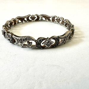 Silver tone rhinestone bangle bracelet